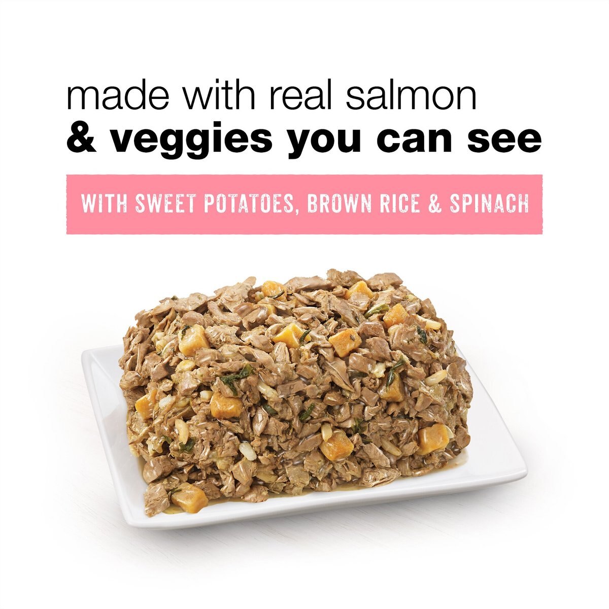 Purina Beneful Chopped Blends with Salmon， Sweet Potatoes， Brown Rice and Spinach Wet Dog Food