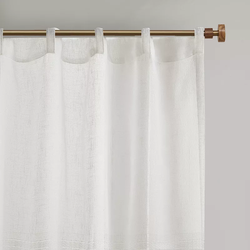 Madison Park 2-Pack Calista Yarn Dye Woven Linen Texture Sheer Rod Pocket Window Curtain Panels