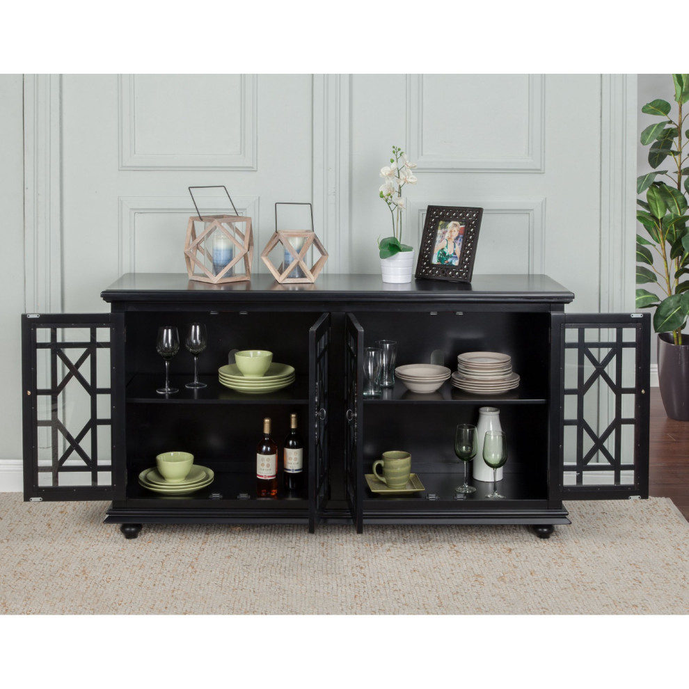 Classic TV Stand/Sideboard  Glass Panel Doors With Trellis Pattern   Traditional   Entertainment Centers And Tv Stands   by Declusia  Houzz