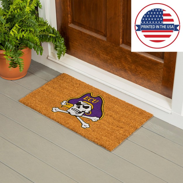 Evergreenncaaeast Carolina Pirates Logo Natural Coir 28 X 16 Inches Indoor Outdoor Doormat