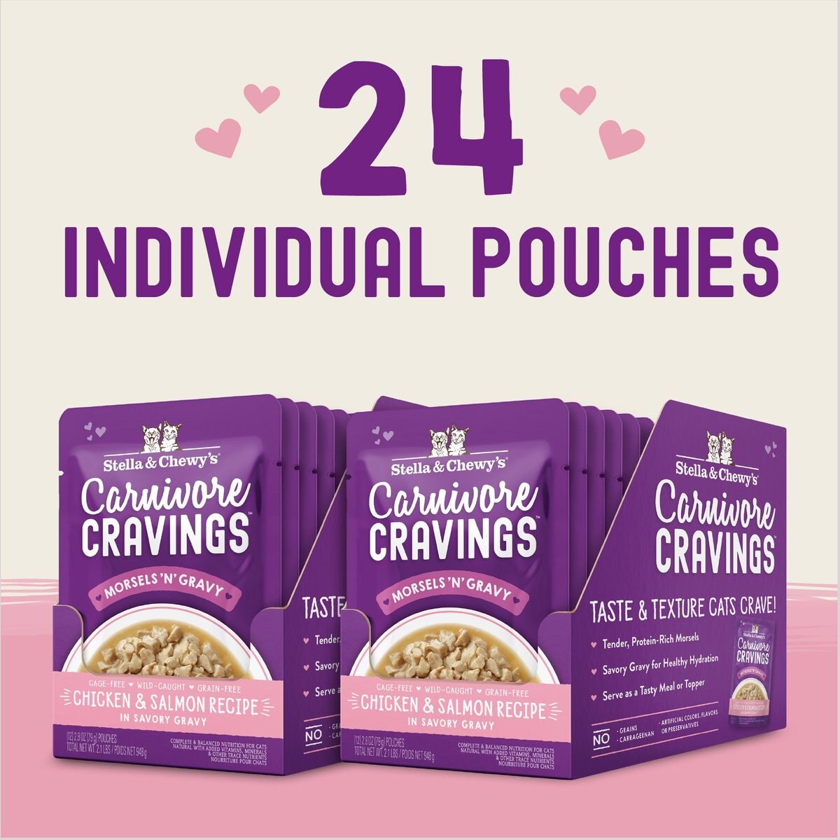 Stella and Chewy's Carnivore Cravings Morsels'N'Gravy Chicken and Salmon Recipe， 2.8-oz pouch， case of 12