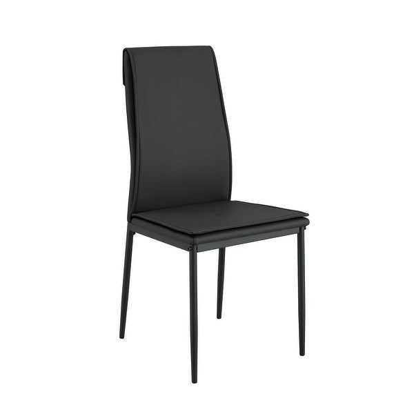 4 Pieces Leather Upholstered Dining Chairs with Metal Legs