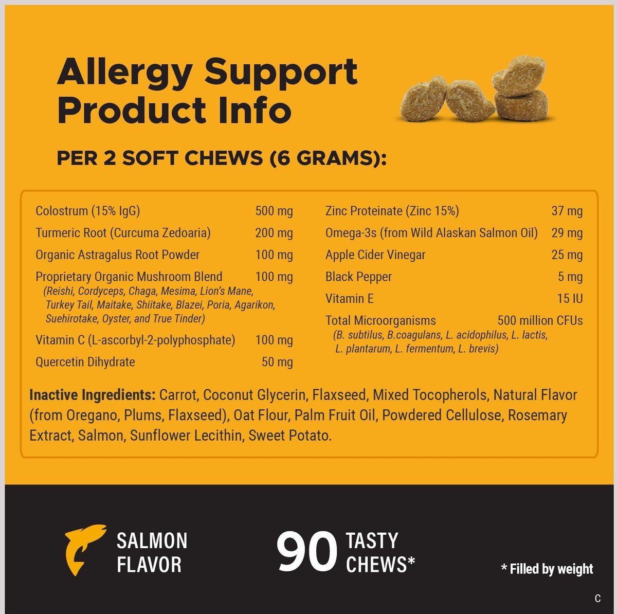 PetHonesty Allergy Support Salmon Flavored Soft Chews Allergy Supplement for Dogs