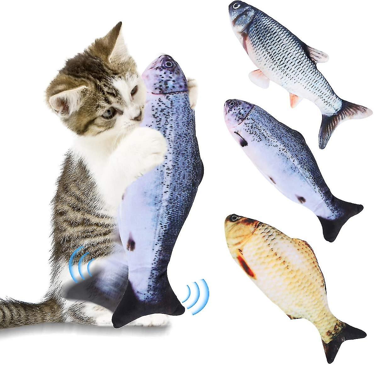 Cat Simulation Doll Fish  Pet Realistic Plush Wagging Fish Toy Funny Electric Interactive Moving Flipping Doll Fish Perfect For Cat Kitten Biti