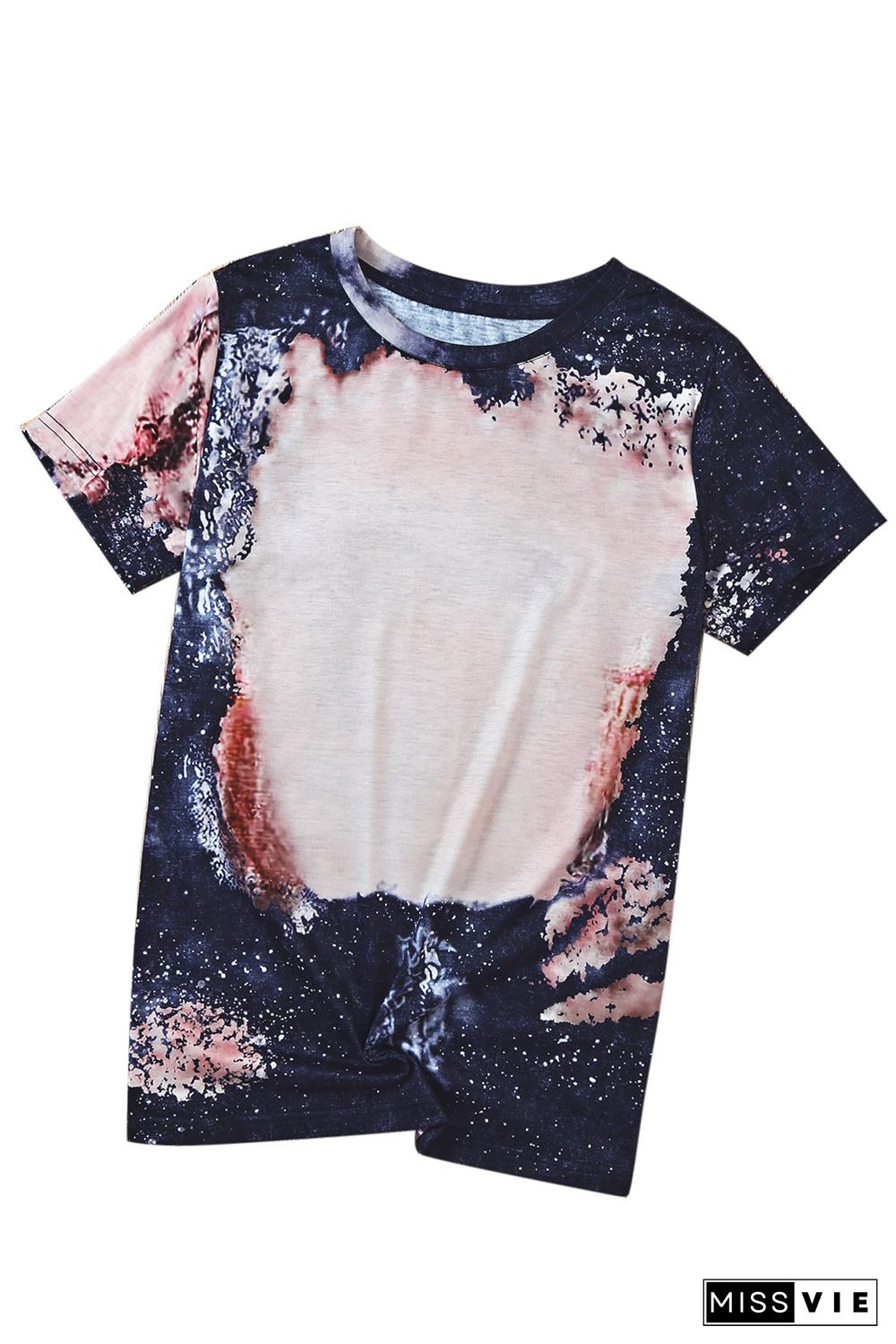 Multicolor Blank Apparel- Western Fashion Bleached Tie-dye T-shirt