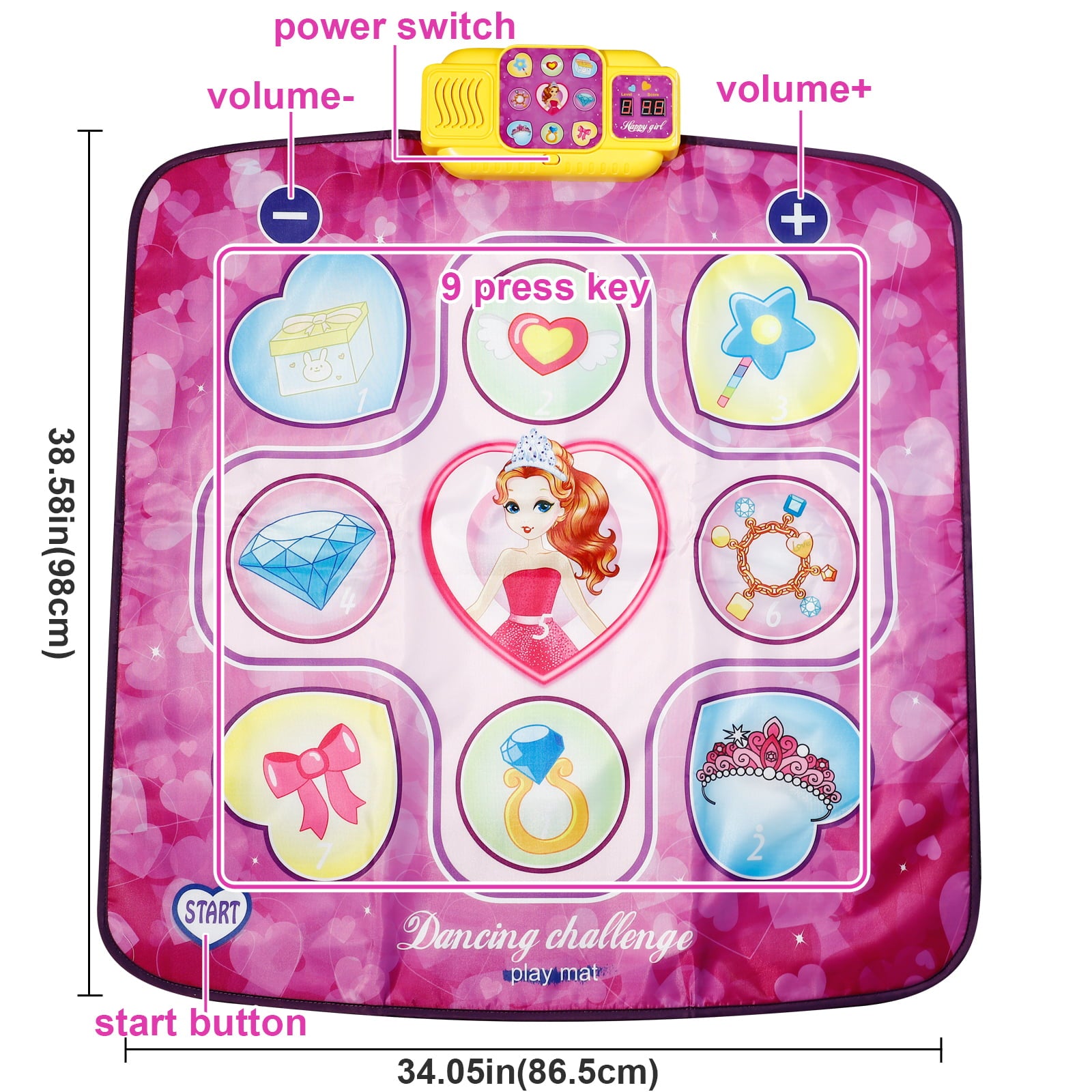 Kids Bluetooth Dance Mat Toys for Girls 3-6-12 Years Interactive Dancing Game Pad Enabled Dancing Game with Your Favorite Music Great Christmas and Birthday Gifts