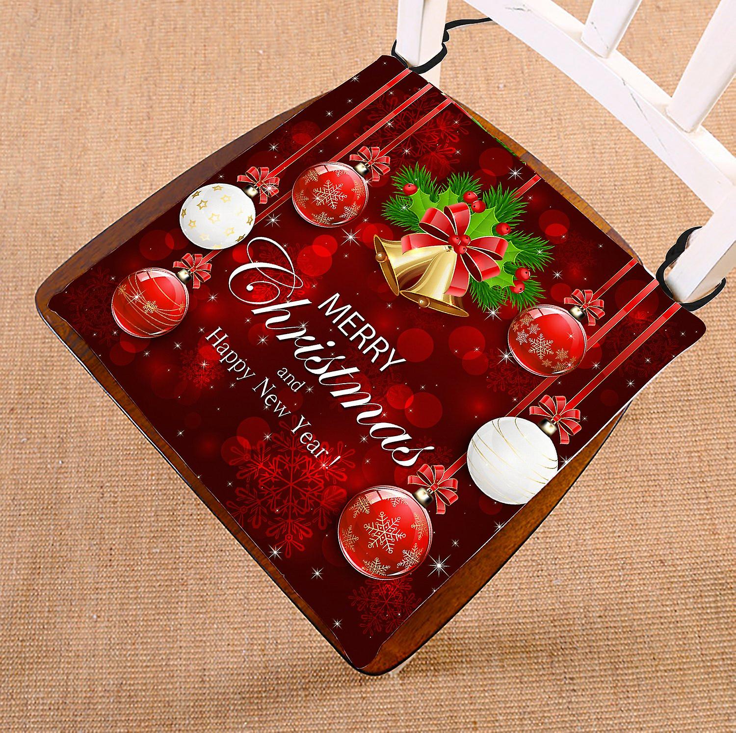 Merry Christmas Chair Pad， Red Sparkle Background With Snowflakes Seat Cushion Chair Cushion Floor Cushion 50x50 Cm