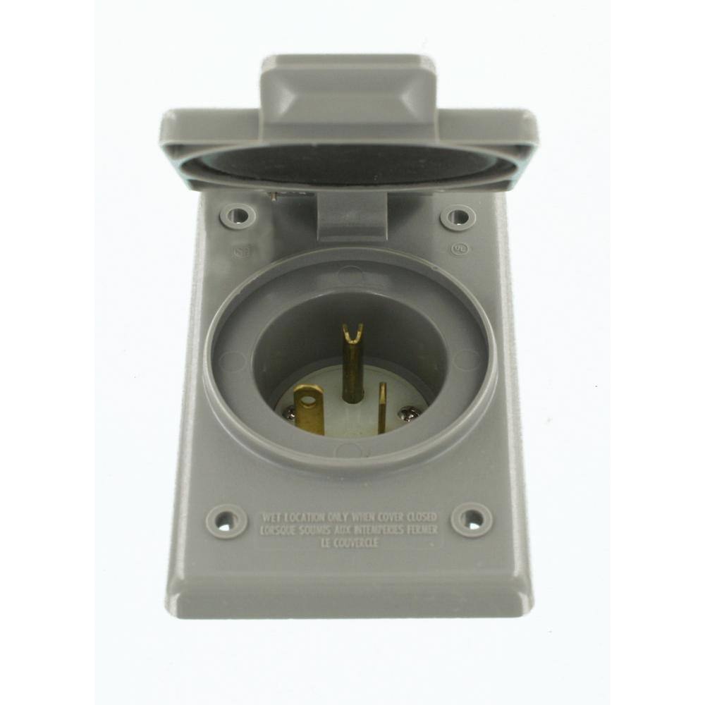 Leviton 20 Amp 125-Volt Straight Blade Grounding Inlet Outlet Gray 15378-CWP