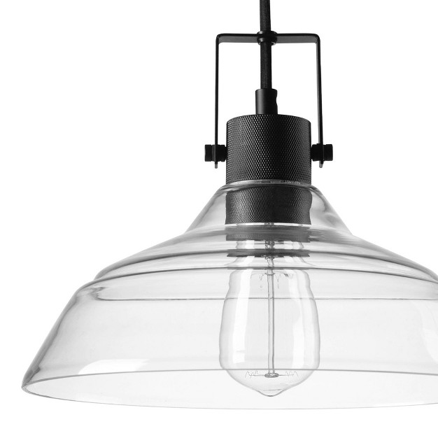 Sutton 1 light Matte Black Plug in Or Hardwire Pendant Light With Clear Glass Shade Globe Electric