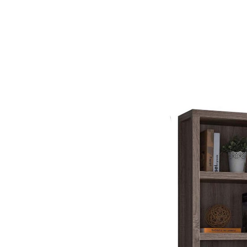 Wooden Media Tower with Four Open Shelves and Two Drawers， Dark Taupe Brown