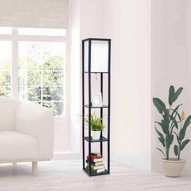 Column Shelf Floor Lamp With Linen Shade Lalia Home