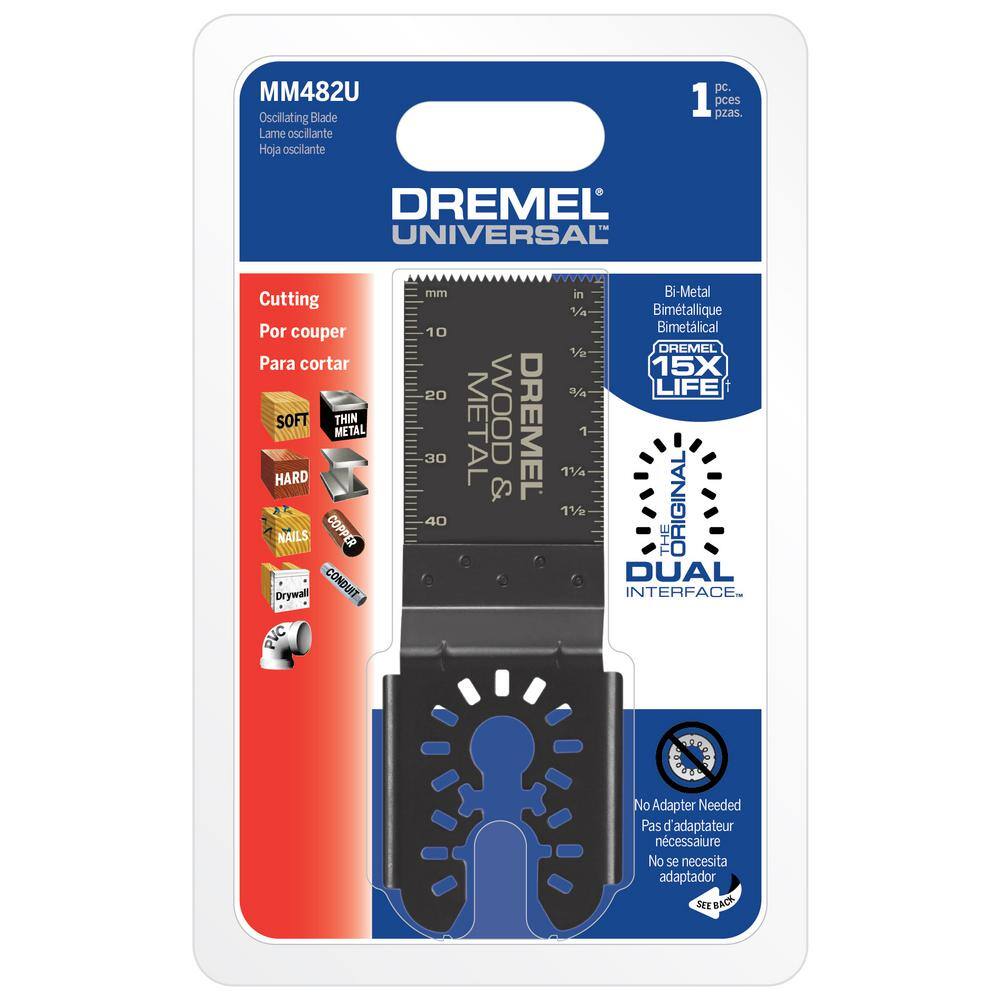 Dremel Universal 1-14 in. Bi Metal Wood Drywall Cutting Oscillating Multi-Tool Blade (1-Piece) MM482U