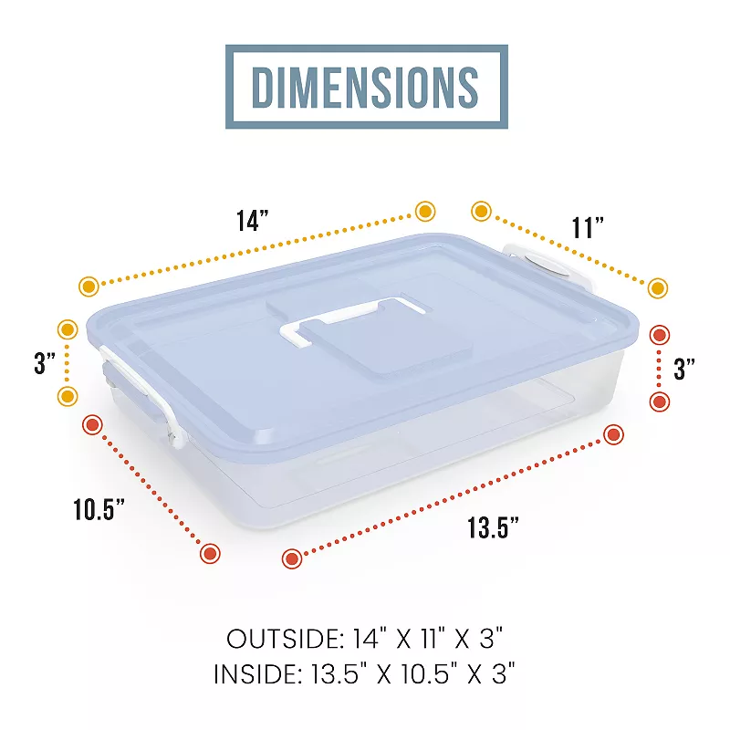 Chef Pomodoro Pizza Dough Proofing Box， 14 X 11-inch， Pizza Dough Container (blue)