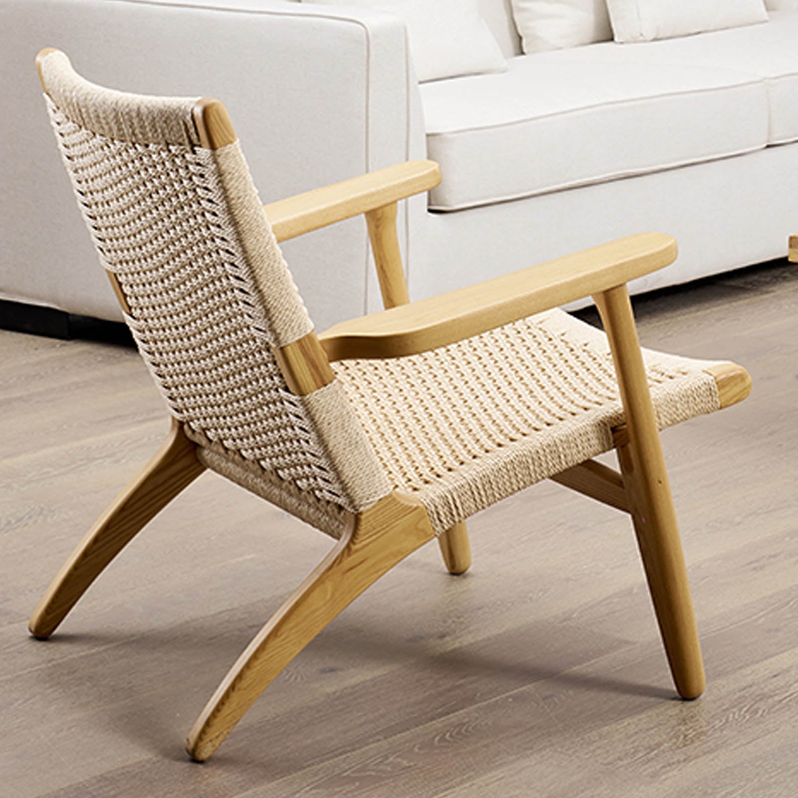 Solid Wood And Cord Lounge Chair  Ws-086-N