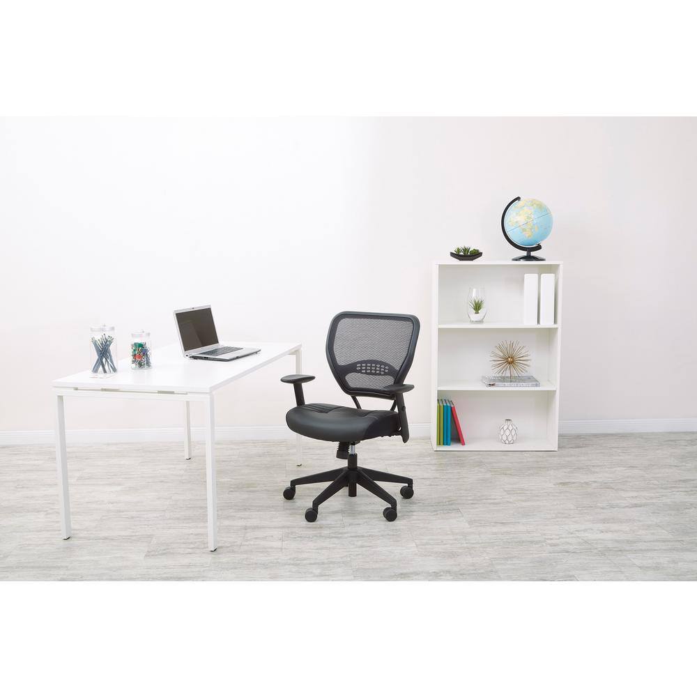 Office Star Products 57 Series 26.5 in. Width Big and Tall Black Leather Ergonomic Chair with Adjustable Height 5700E