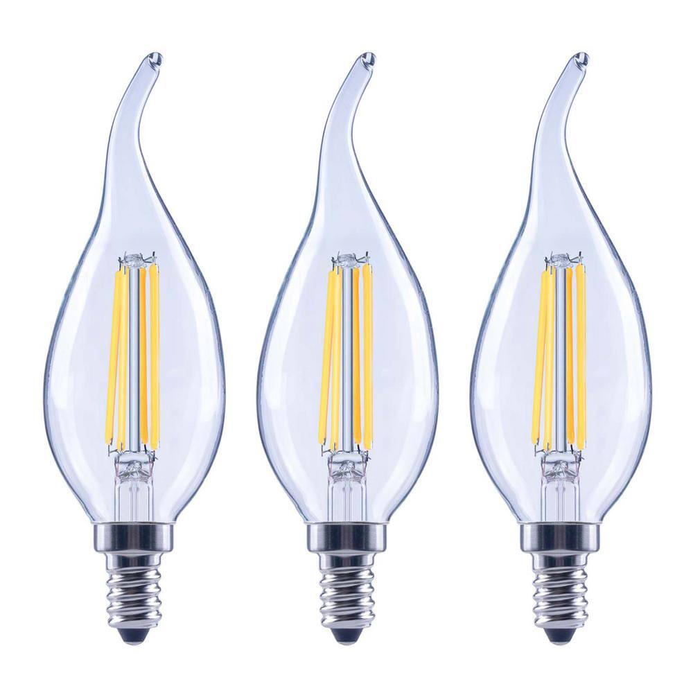 EcoSmart 100-Watt Equivalent B13 Dimmable Bent Tip Clear Glass Candelabra Base Vintage Edison LED Light Bulb Daylight (3-Pack) FG-04223