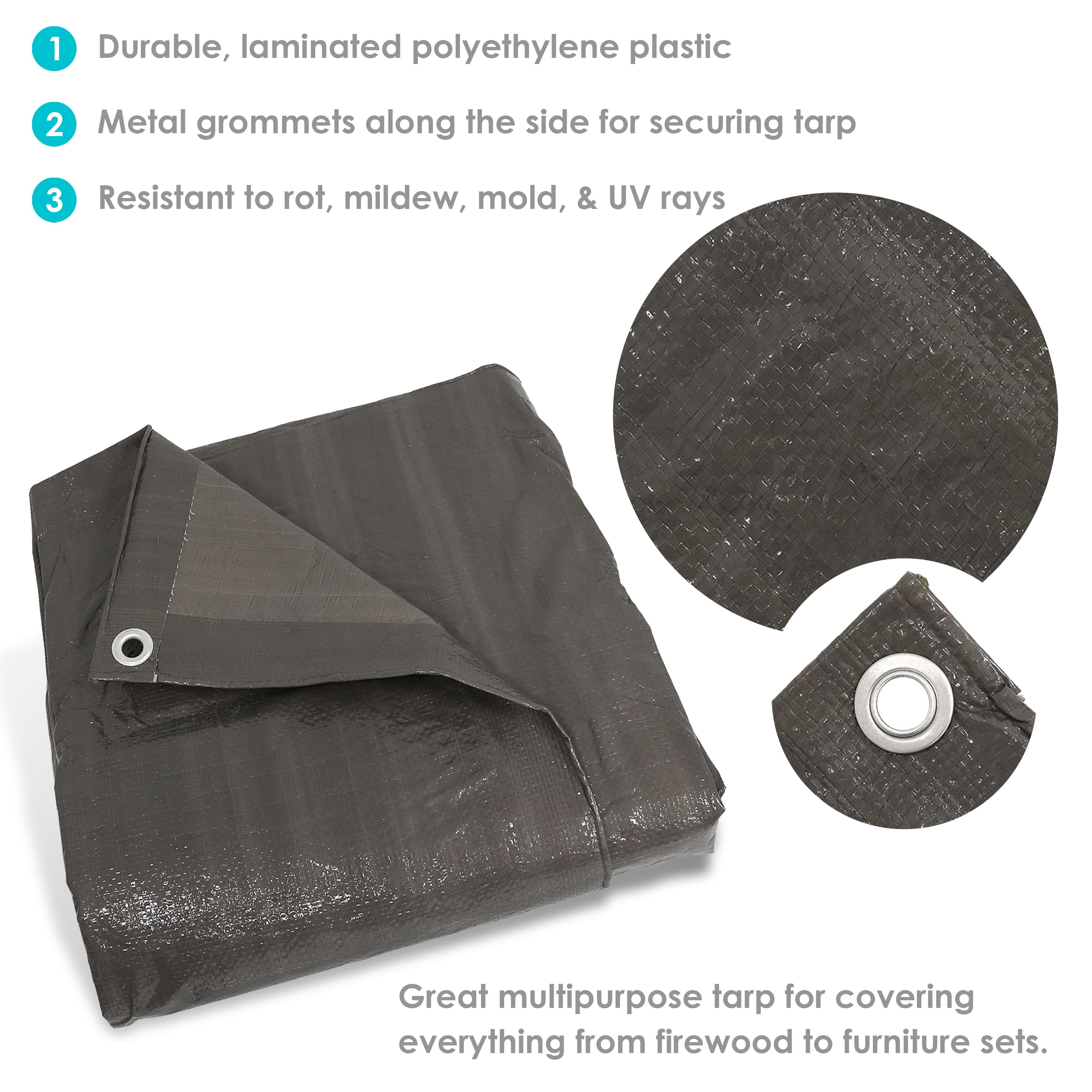 Sunnydaze Outdoor Heavy-Duty Multi-Purpose Plastic Reversible Protective Tarp Cover - 6' x 8' - Dark Gray