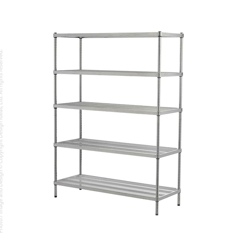 Design Ideas Meshworks 5 Tier Full-size Metal Storage Shelving Unit Rack， Silver