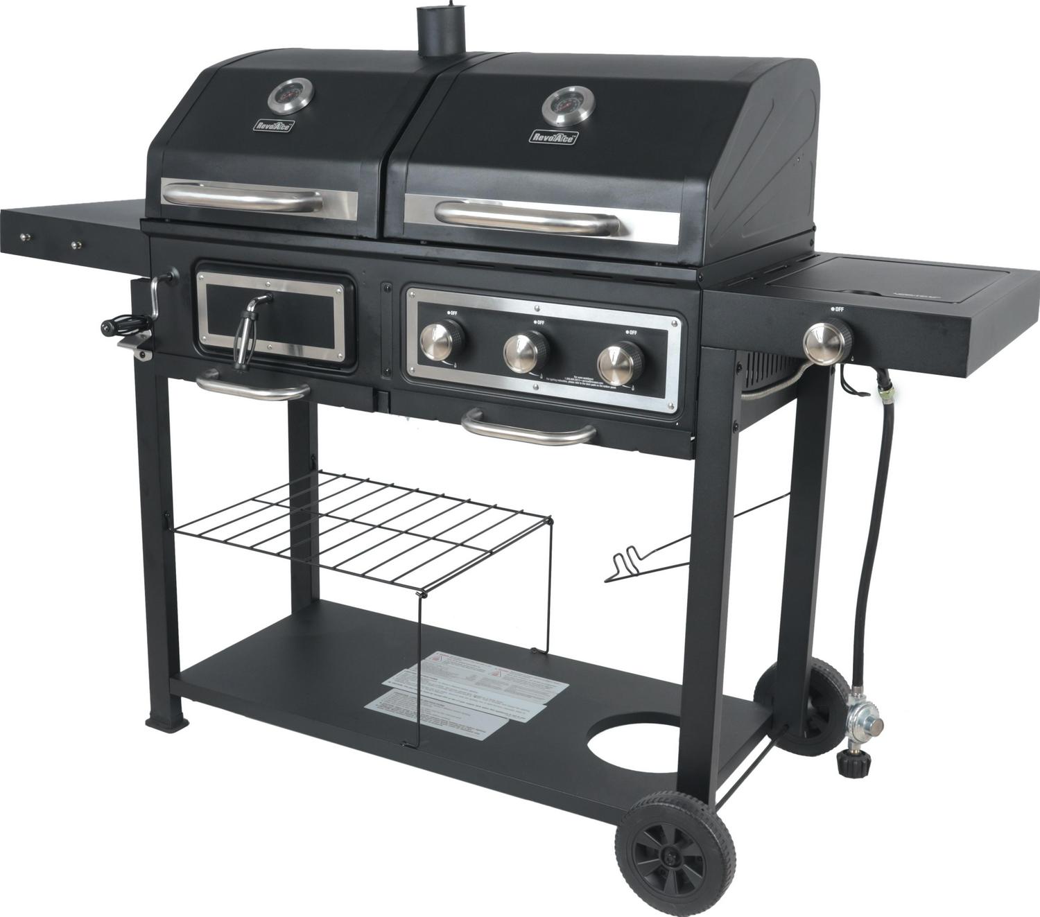 RevoAce Dual Fuel Gas and Charcoal Combo Grill Black with Stainless  Crowdfused