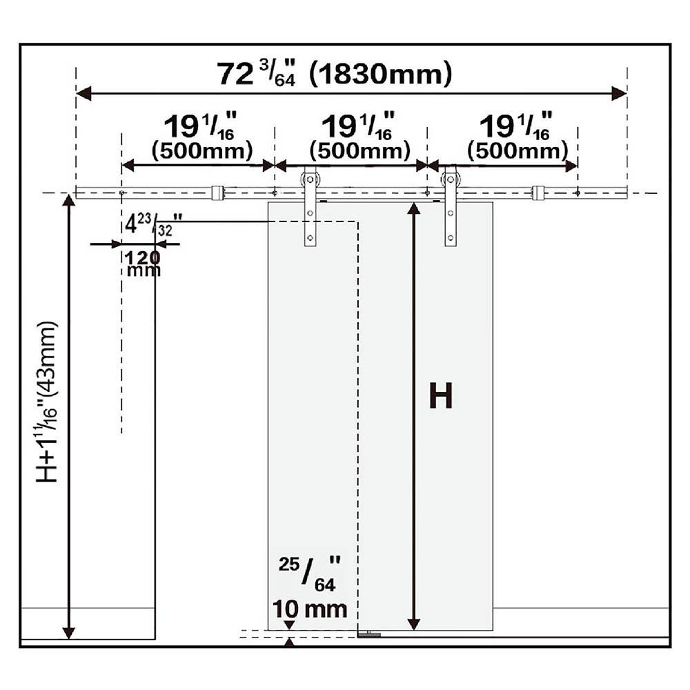 6.6' Interior Sliding Barn Wood Door Hardware Set Black