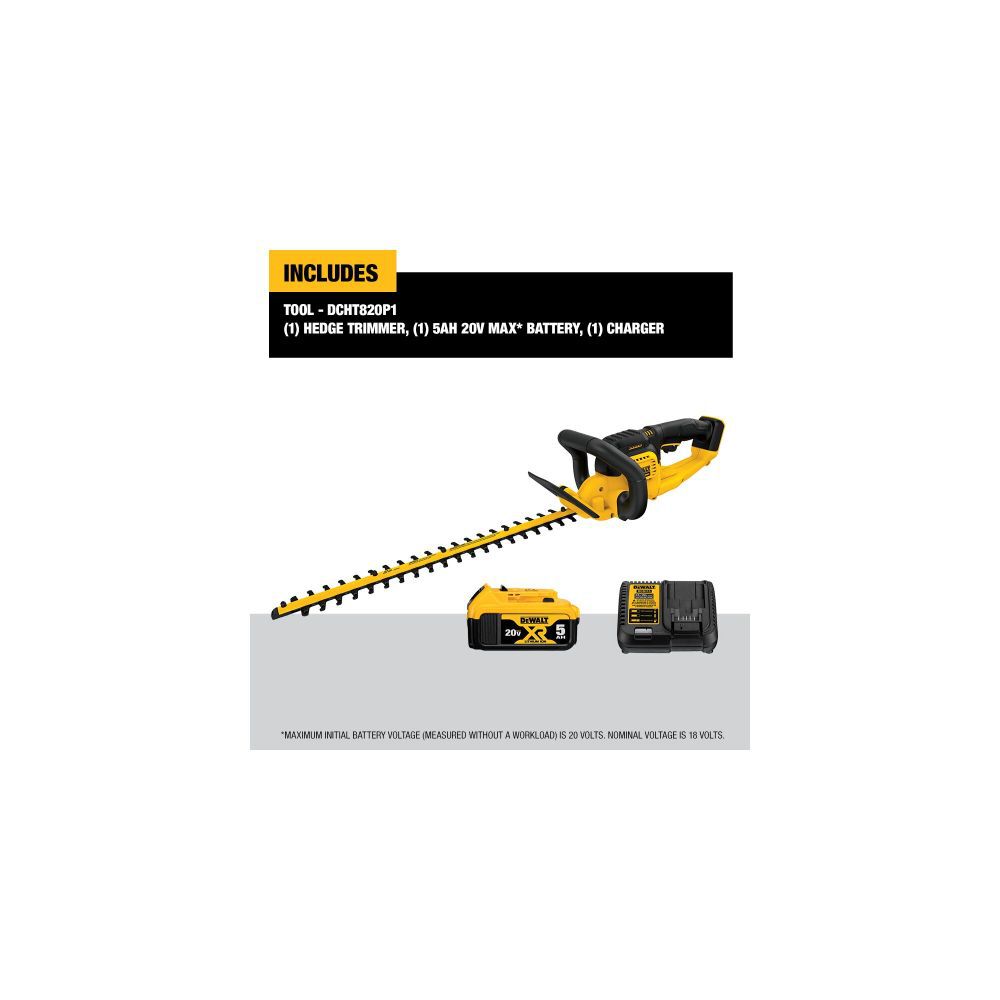 DEWALT 20 V MAX* Lithium Ion Hedge Trimmer 5.0 Ah DCHT820P1 from DEWALT