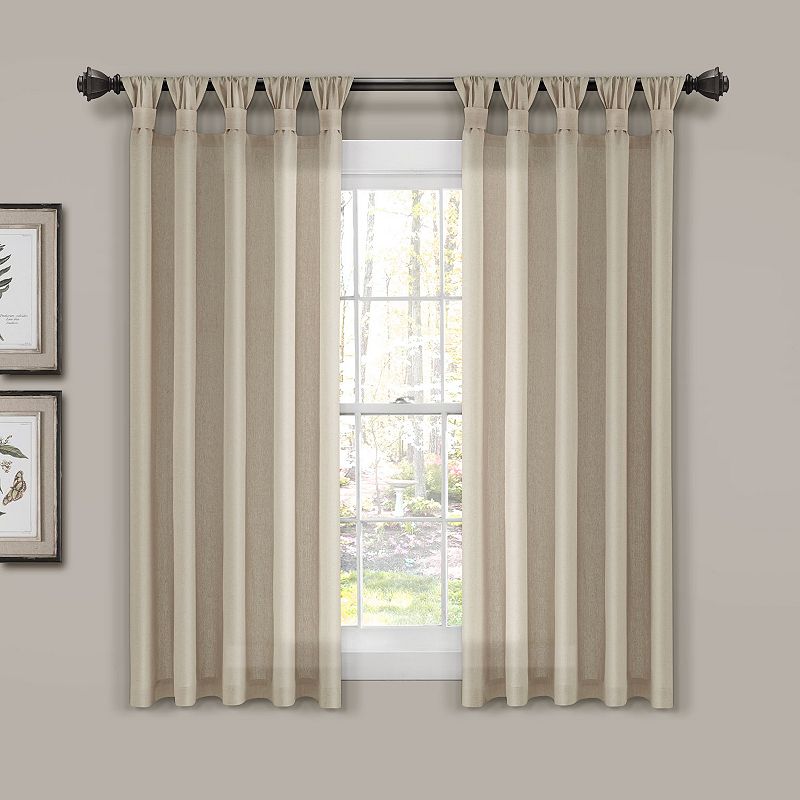 Lush Decor Burlap Knotted Tab Top Window Curtain Set