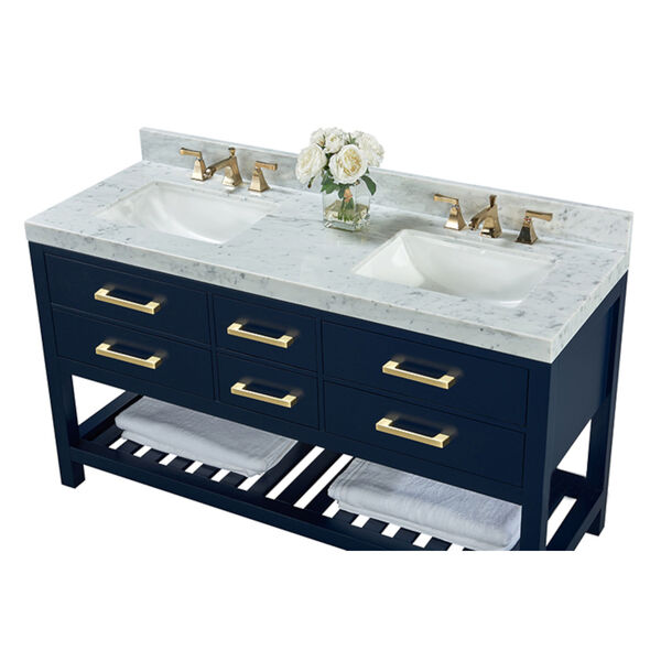 Elizabeth Heritage Blue White 60-Inch Vanity Console with Mirror