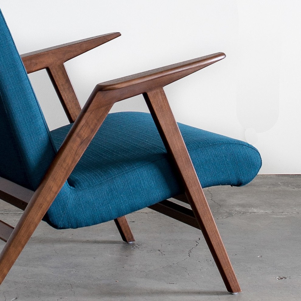 Charlene Accent Chair in Walnut with Upholstered Seat   Midcentury   Armchairs And Accent Chairs   by Gingko Furniture  Houzz