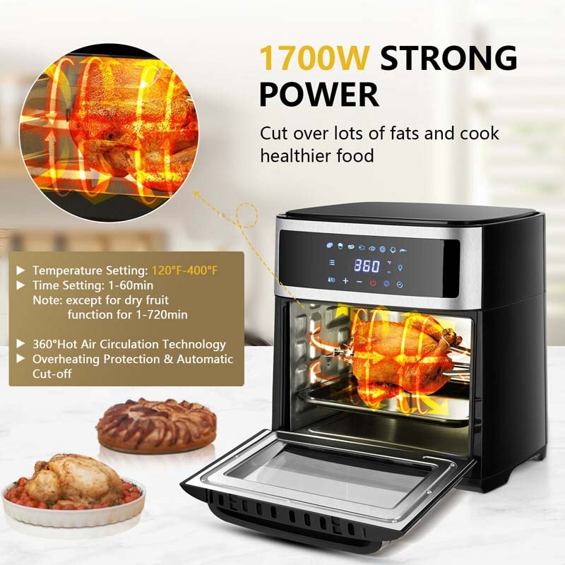 13.7 QT Air Fryer Toaster Oven, 8-in-1 Convection Countertop Oven 1700W with Touch Screen & 8 Presets