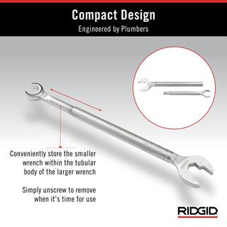 RIDGID One Stop Wrench for Angle Stops Straight Stops and Compression Couplings 2-in-1 Plumbing Wrench for Common Nut Sizes 27023