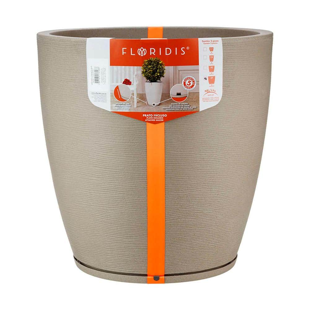 FLORIDIS Amsterdan XX-Large Beige Stone Effect Plastic Resin Indoor and Outdoor Planter Bowl 10.16.0562