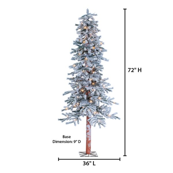 6 Foot Pre Lit Flocked Alpine Tree with 150 clear lights