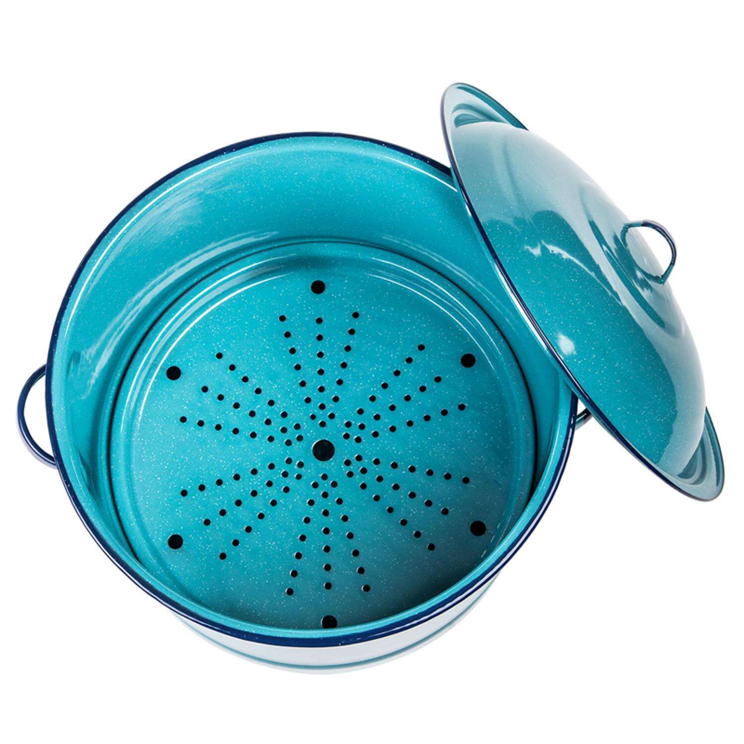 Cinsa Steel Steamer Pot 34 qt Turquoise