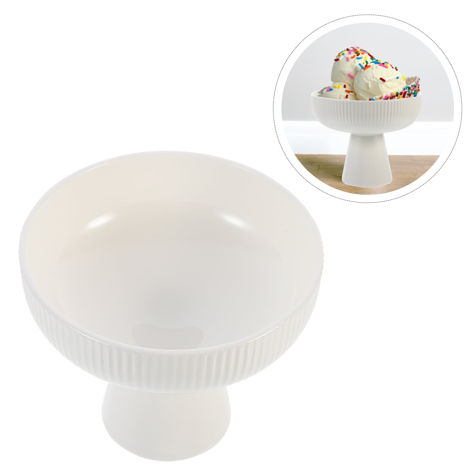 Nuolux Bowl Cup Footed Bowls Fruitceramic Decorative Dessert Cream Ice Bowl Kitchen Servingsalad Small Pudding Display Stand