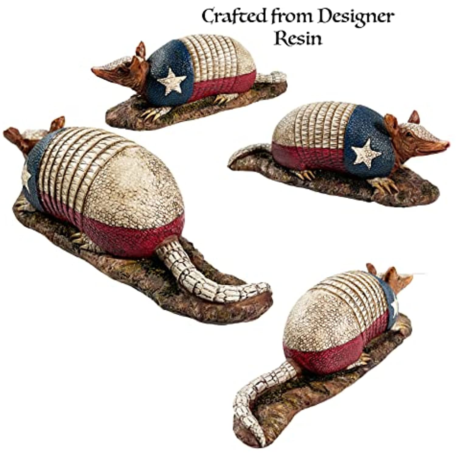 Urbalabs Western Armadillo Texas Flag Office Desk Art Armadillo Gifts Figure Western Garden Statues Decor Outdoor Statue Yard Art Sculptures Rustic Yard Decorations (Texas Dillo)