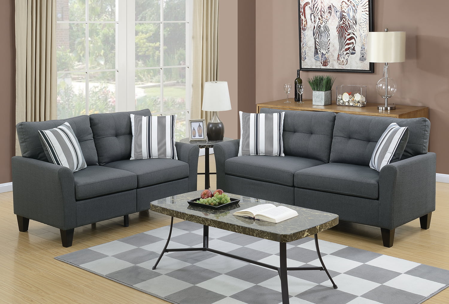 Simple Relax Sofa and Loveseat, Charcoal