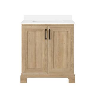 Glacier Bay Sinita 30 in. W x 19 in. D x 34.50 in. H Bath Vanity in Natural Oak with White Cultured Marble Top Sinita 30NO