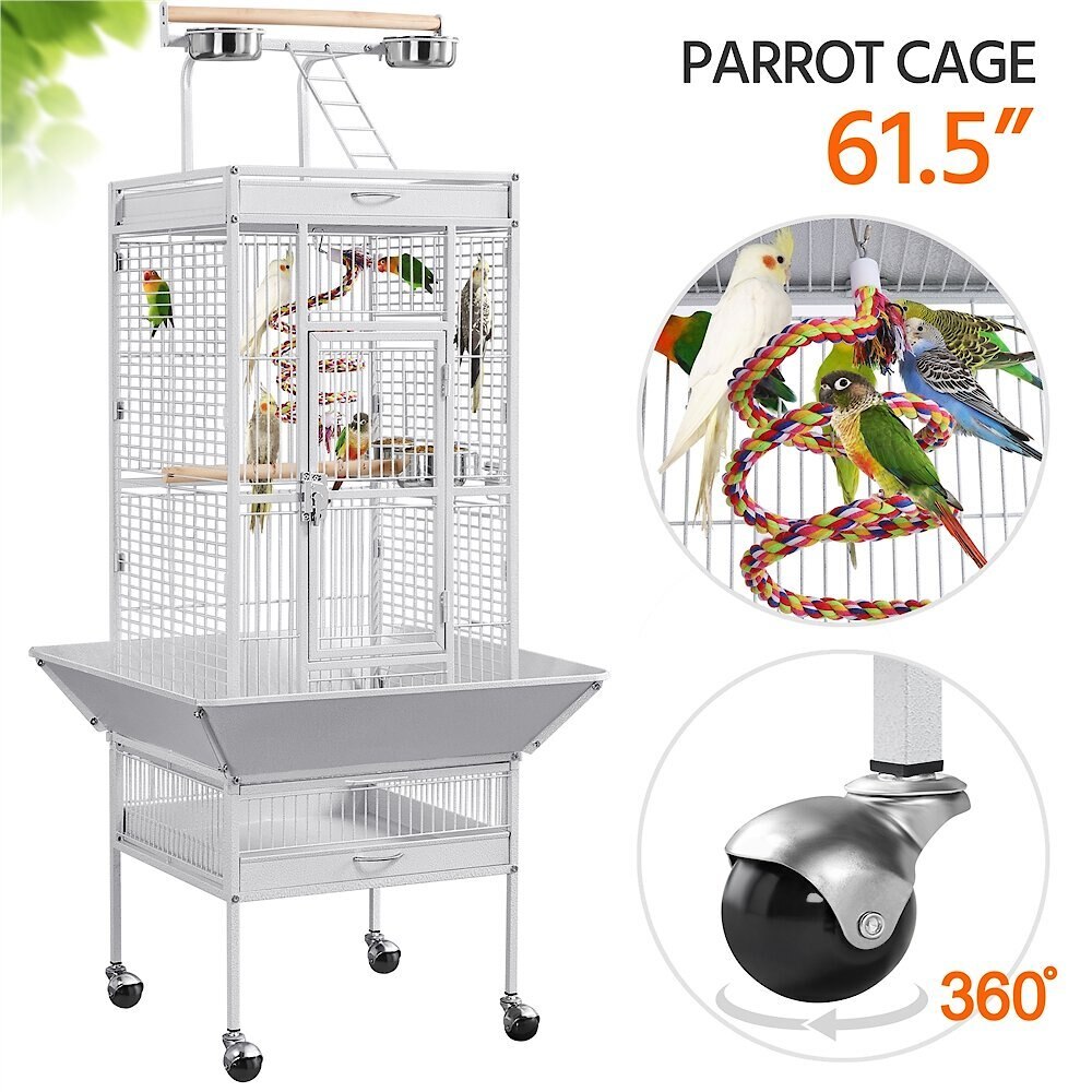 Yaheetech Rolling Metal Parrot Cage with Playtop