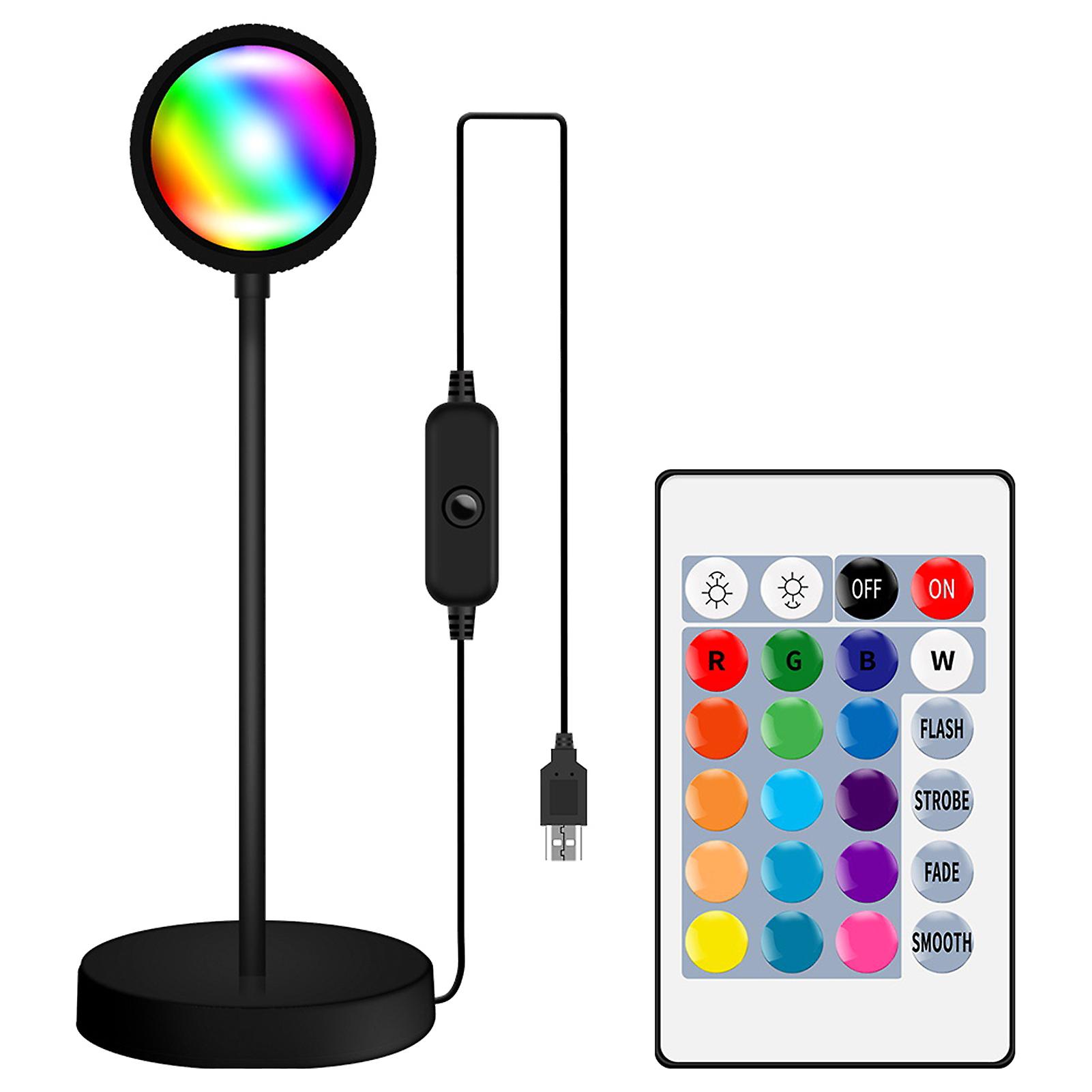 Rgb Sunset Atmospheres Lamp 360 Adjustable Sunset Projection Light Usb Romantic Leds Night Light With Remote Controller For Selfie/living Room/theme P