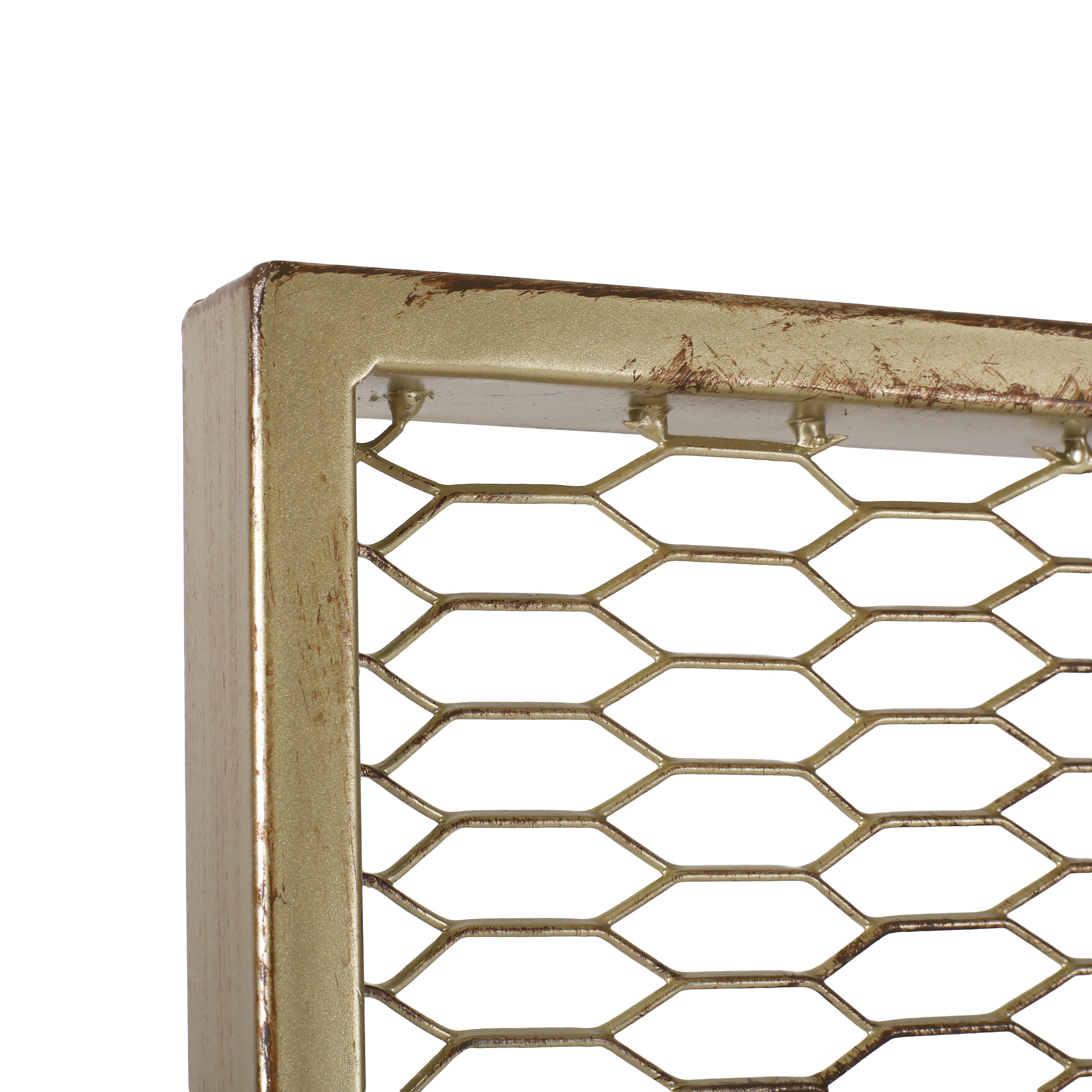 Jessamine Modern Mesh Room Divider, Gold Brushed Brown and Black