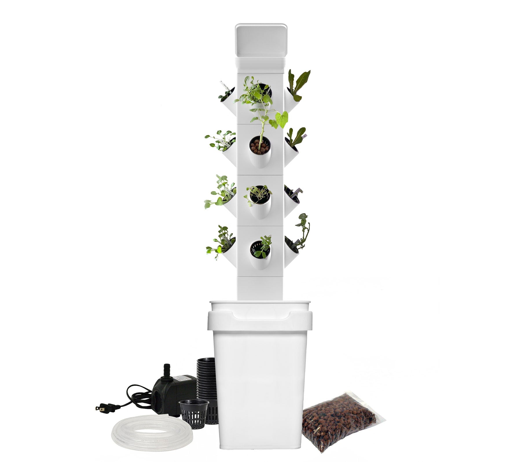 STANDARD HYDROPONIC TOWER - EXOTOWER 4 Tier KIT INDOOR HYDROPONIC GARDEN - VERTICAL HYDROPONIC GARDEN WITH IRRIGATION BLOCK AND LID for indoor and outdoor use