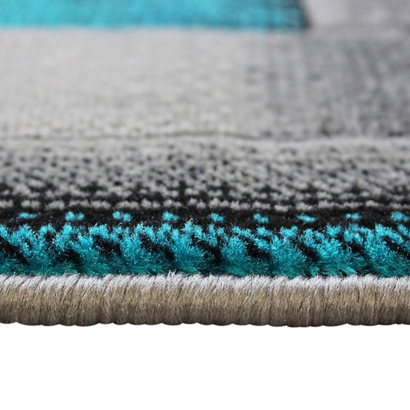 Masada Rugs Masada Rugs Trendz Collection 2'x7' Modern Contemporary Runner Area Rug in Turquoise， Gray and Black-Design Trz861