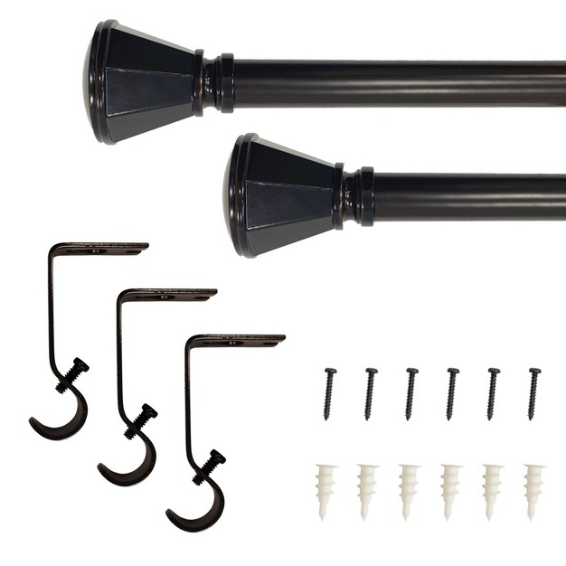 Decorative Drapery Single Rod Set With Trumpet Finials Oil Rubbed Bronze Lumi Home Furnishings