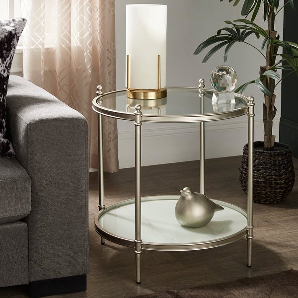 Ximena Champagne Silver Metal and Glass End Table by iNSPIRE Q Bold