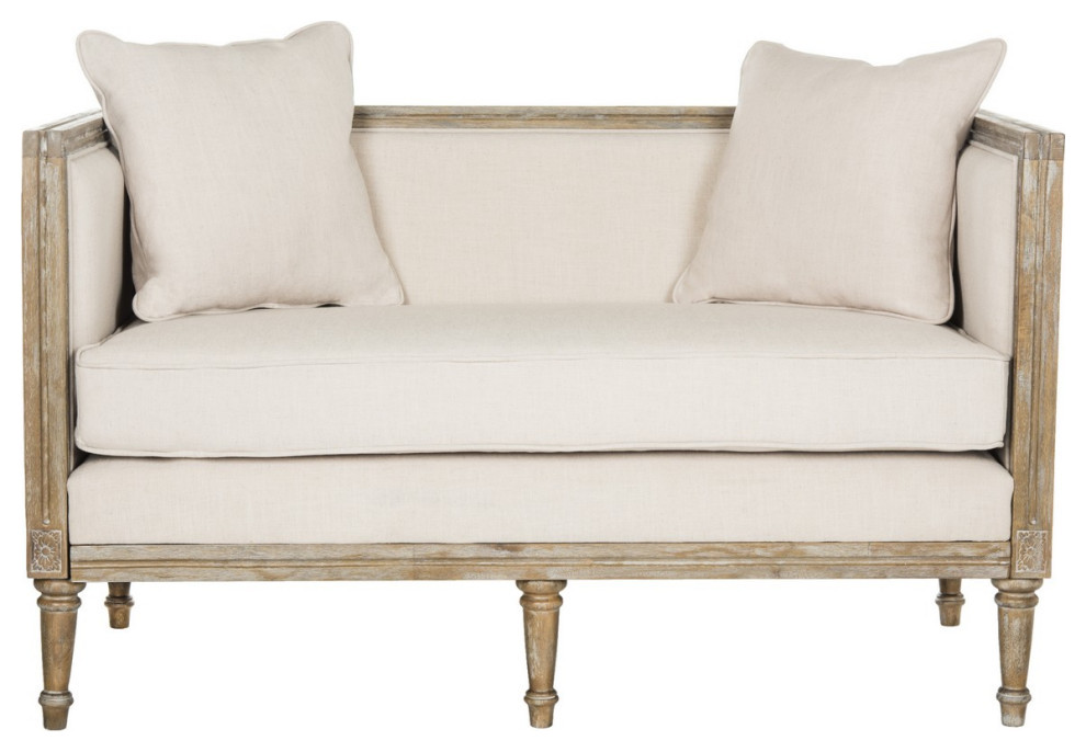 Woody Rustic French Country Settee Beige/ Rustic Oak   French Country   Loveseats   by AED Luxury Home Decor  Houzz