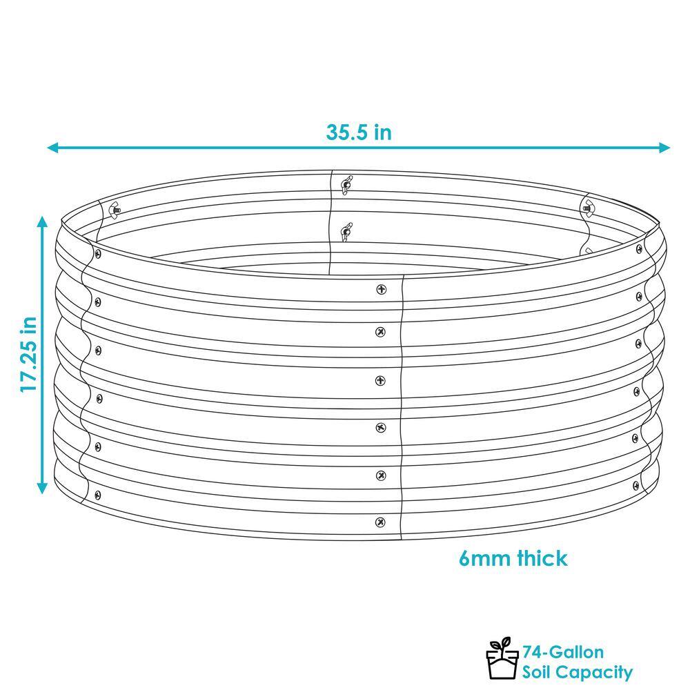 Sunnydaze Decor Sunnydaze 36 in. (91.44 cm) Round Galvalume Steel Raised Garden Bed - Silver HST-945