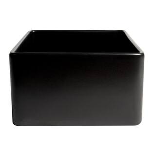 ALFI BRAND Black Matte Fireclay 24 in. Single Bowl Farmhouse Apron Kitchen Sink ABF2418-BM