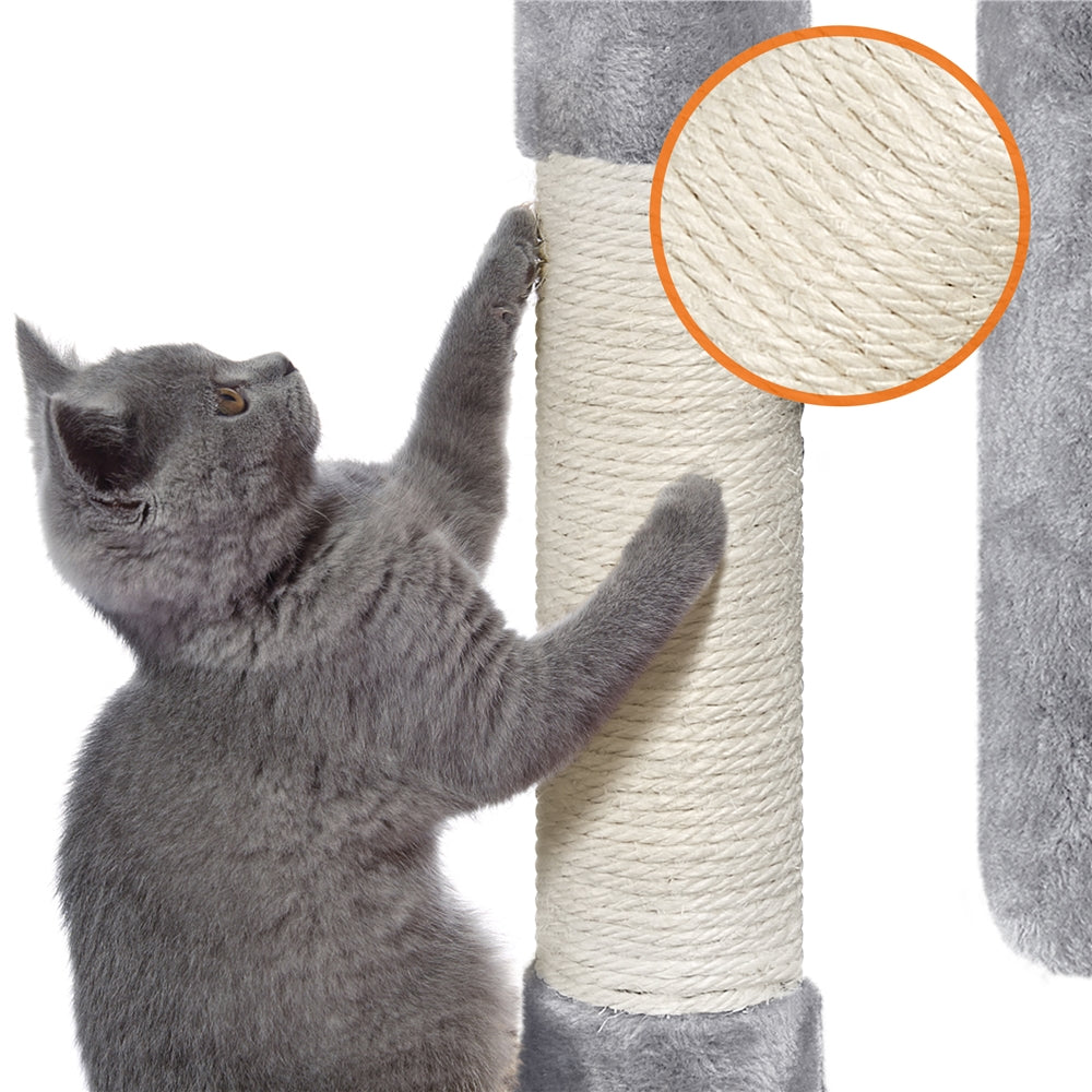 Yaheetech 33.5inch Multilevel Cat Tree House with Scratching Posts Basket Perch Platform for Small Medium Cats， Light Gray