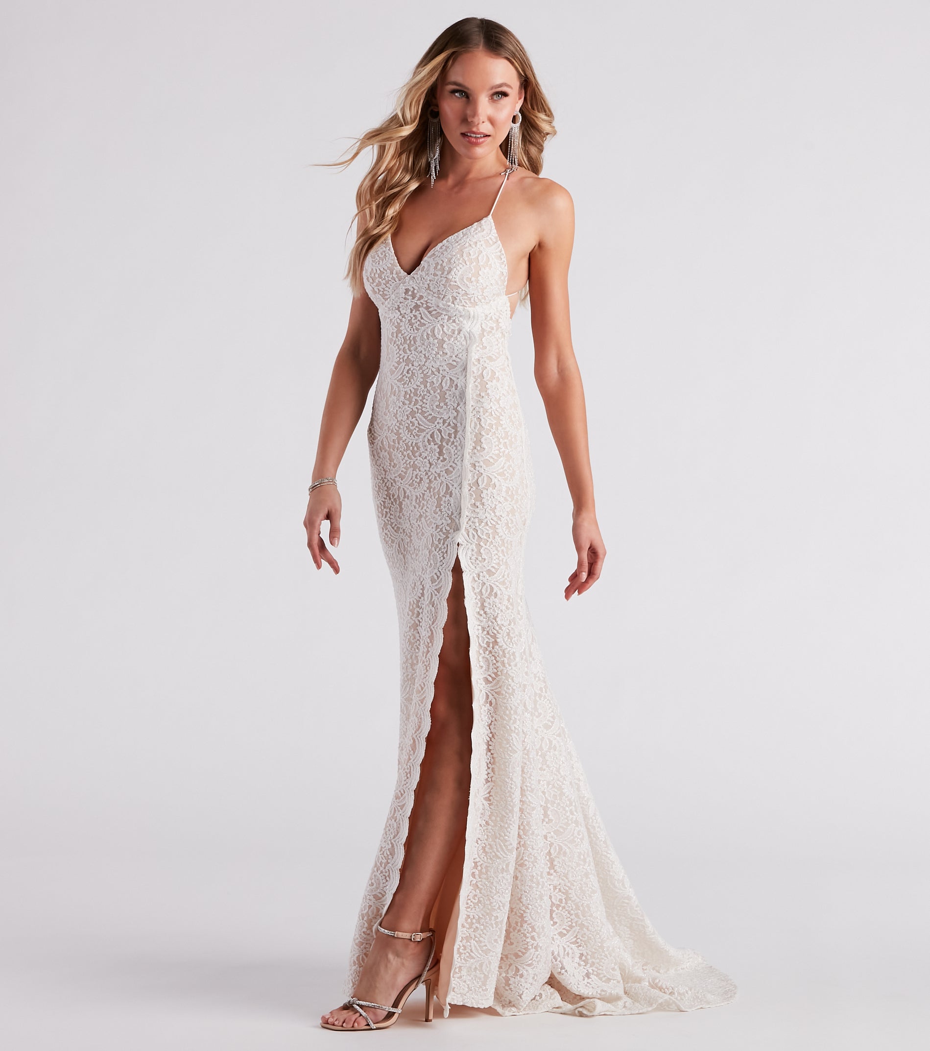 Cora Lace V-Neck Mermaid Ball Gown