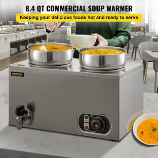 VEVOR Commercial Food Warmer 8.4 qt. 500-Watt Electric Soup Warmer Stainless Steel Countertop Soup Pot Bain Marie Food Warmer TTSG4LBWTT0000001V1